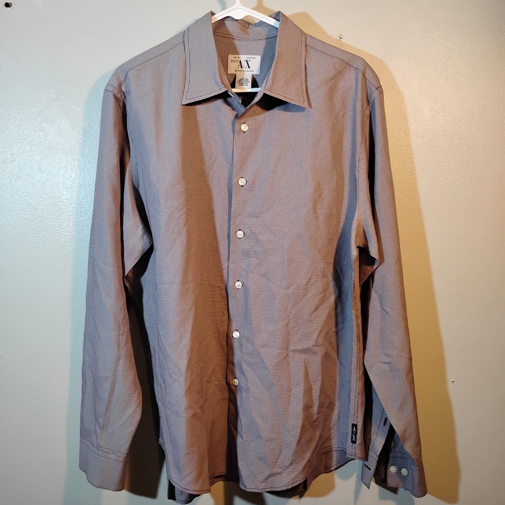 Armani Exchange Shirt Mens Extra Large XL Slim Fit Geometric Casual Button Up